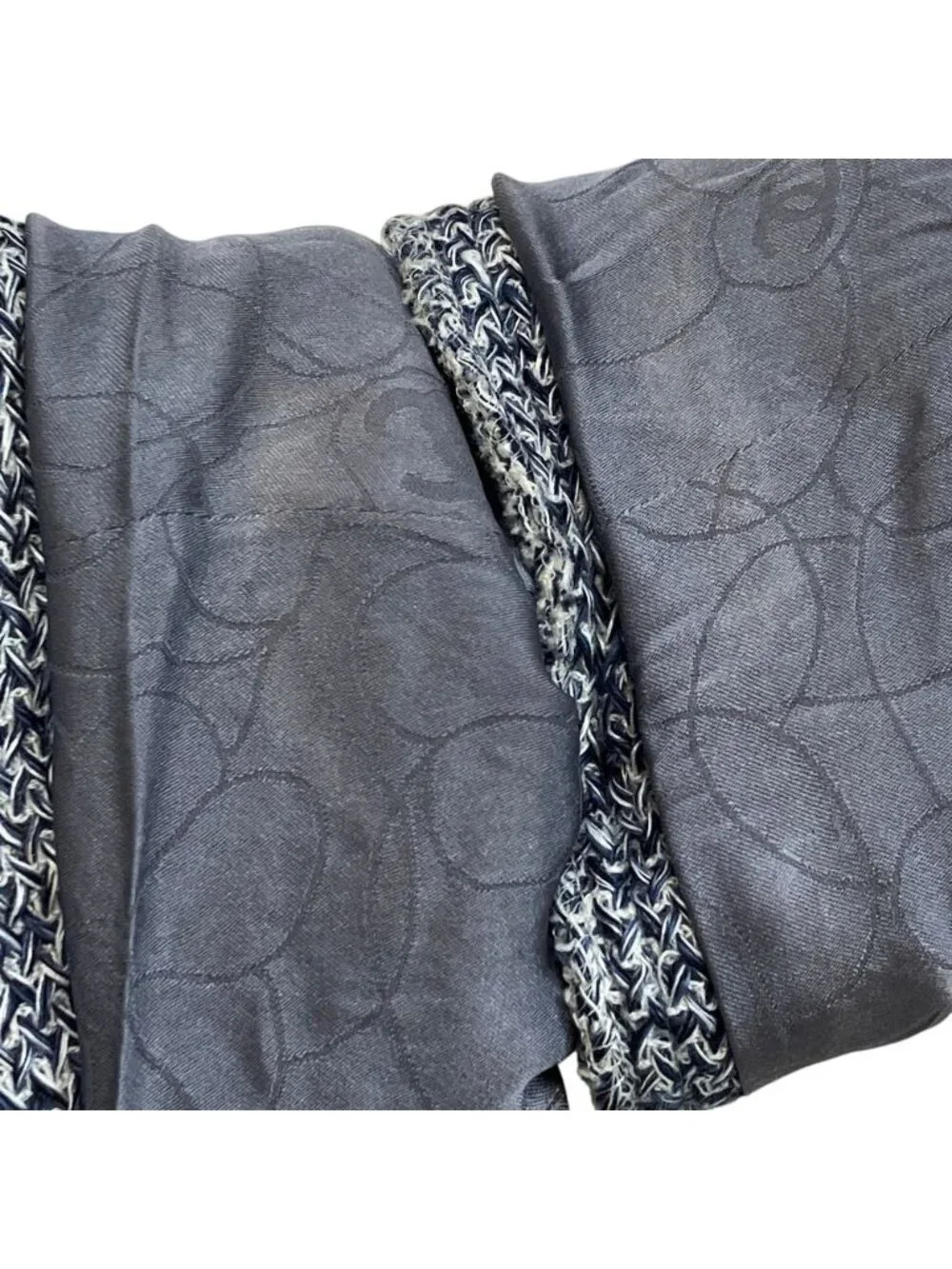 Chanel Lining Camellia CC Logo Button Linen Summer Tweed Jacket 38 Navy